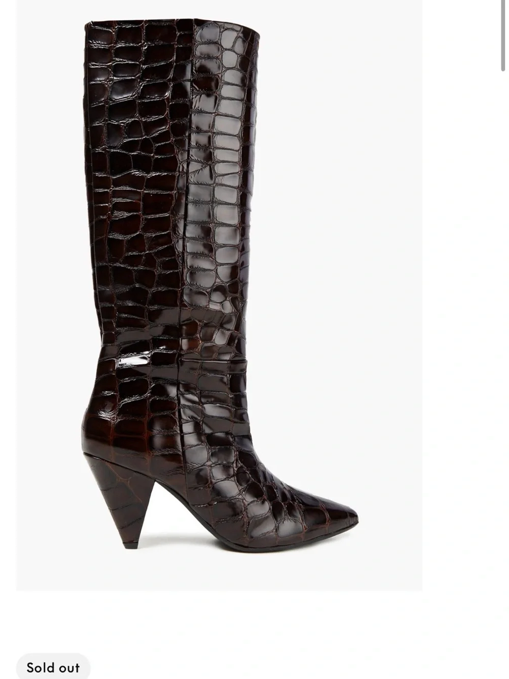 NEW-SAMSØE SAMSØE EU 37 US 6-Tall Croc-Emboss Pointed Toe Boot in Dark Brown